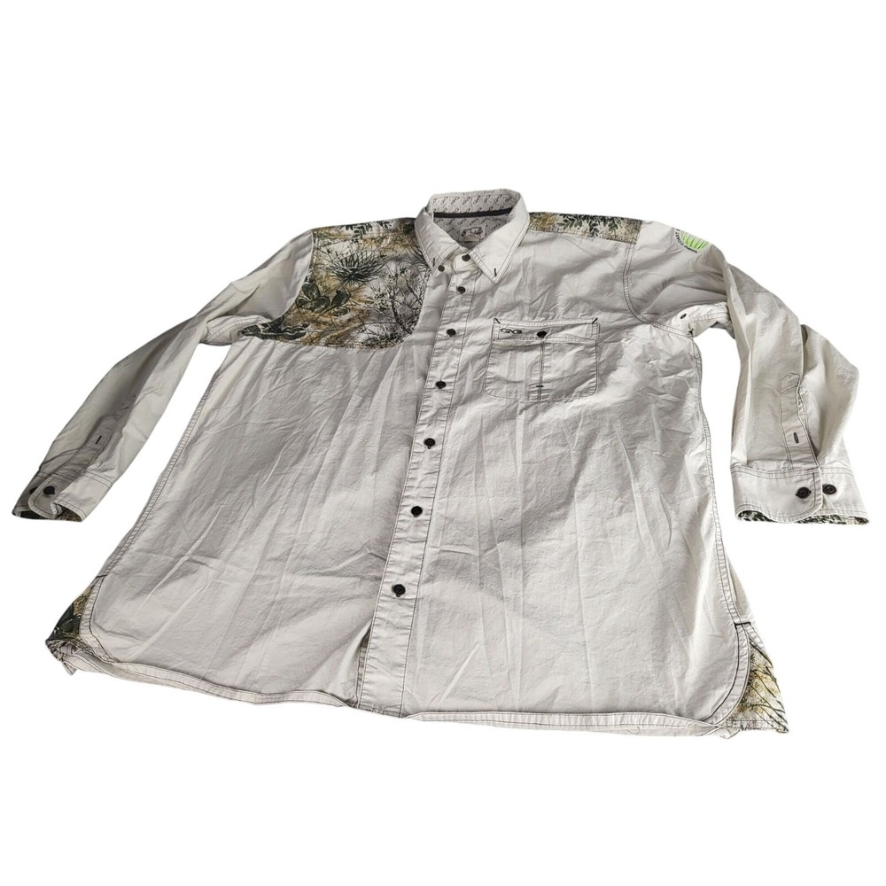 Game‎ Guard Outdoors Button-Down Shooting Shirt Mens Sz XXL Brown Shoulder Patch